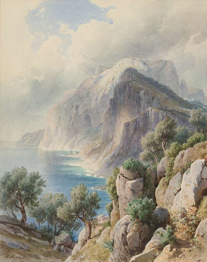 View over the South Coast of Capri, Looking towards Monte Solaro